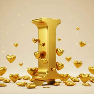 Golden hearts — litera I (wariant 2)