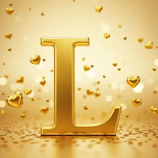 Golden hearts — litera L (wariant 2)