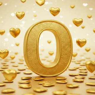 Golden hearts — litera O (wariant 2)