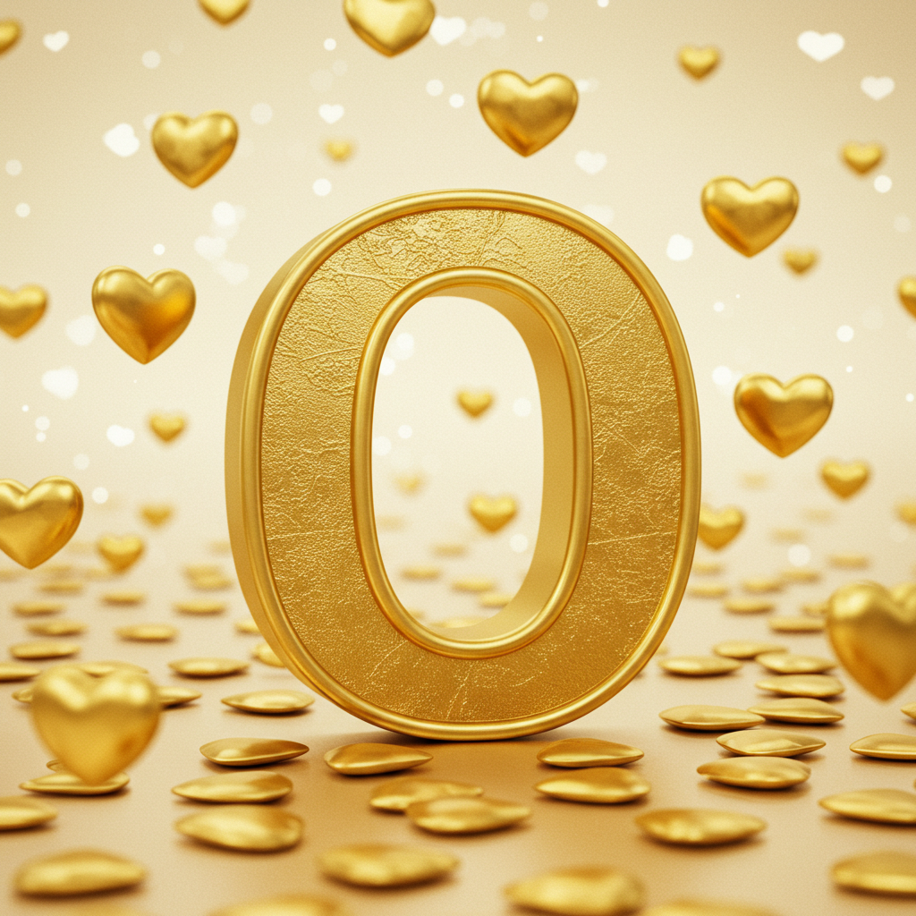 Golden hearts — litera O (wariant 2)