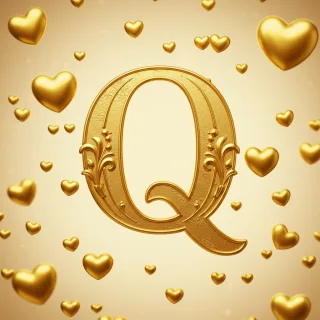 Golden hearts — litera Q (wariant 2)