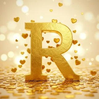 Golden hearts — litera R (wariant 2)