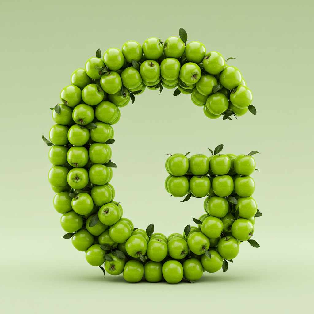 Green apples — litera G (wariant 2)