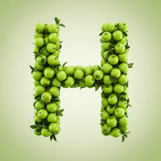 Green apples — litera H (wariant 2)