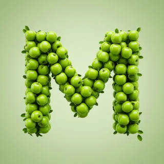 Green apples — litera M (wariant 2)