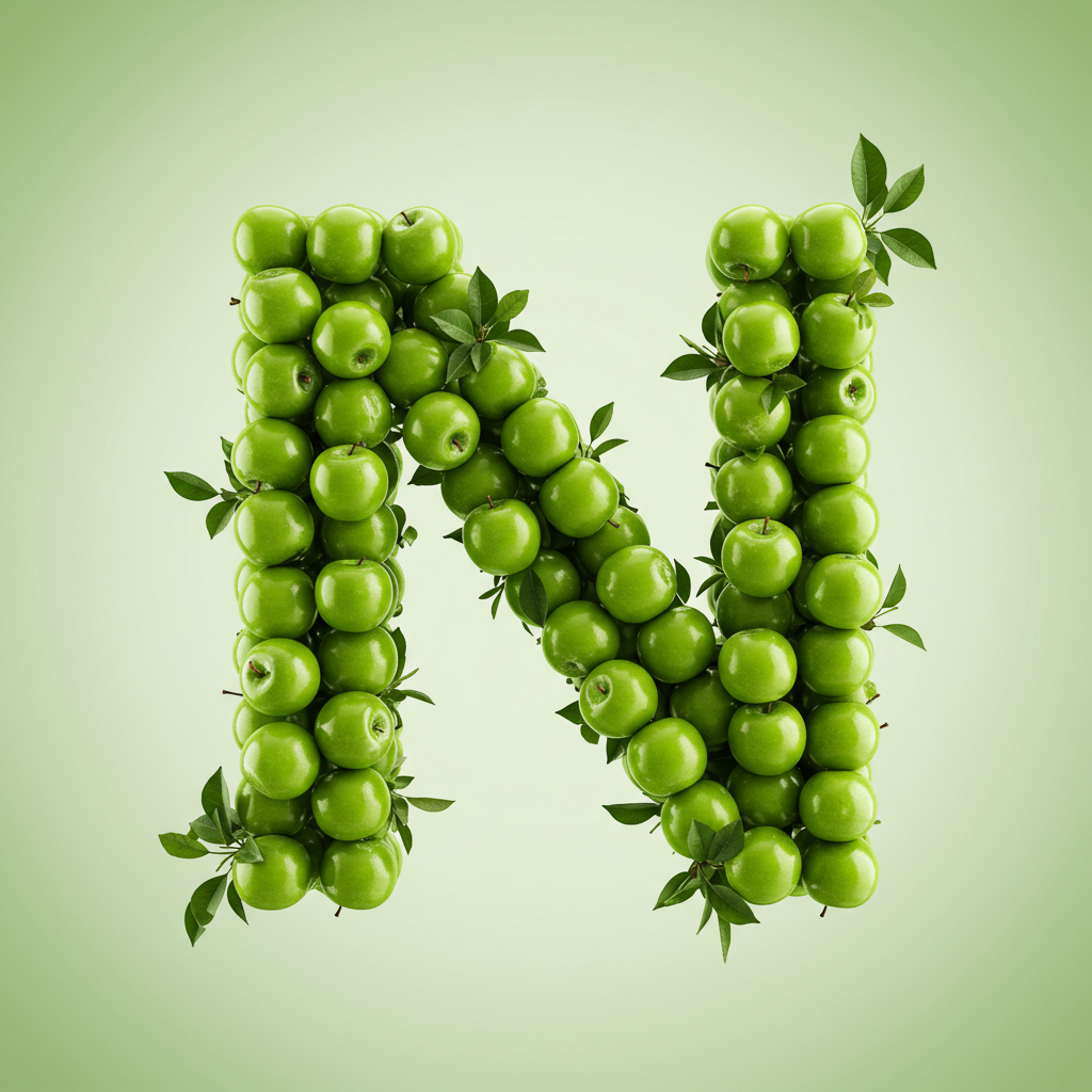 Green apples — litera N (wariant 2)