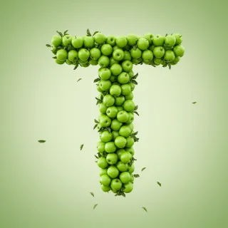 Green apples — litera T (wariant 2)
