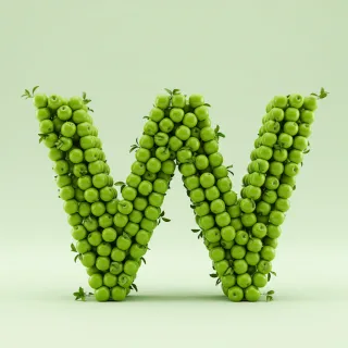 Green apples — litera W (wariant 2)