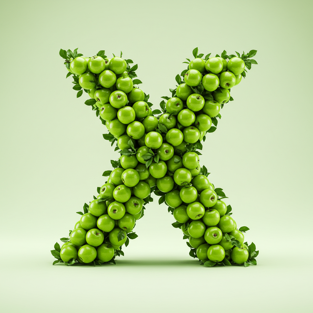 Green apples — litera X (wariant 2)