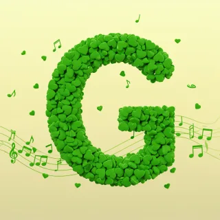 Green hearts — litera G (wariant 2)