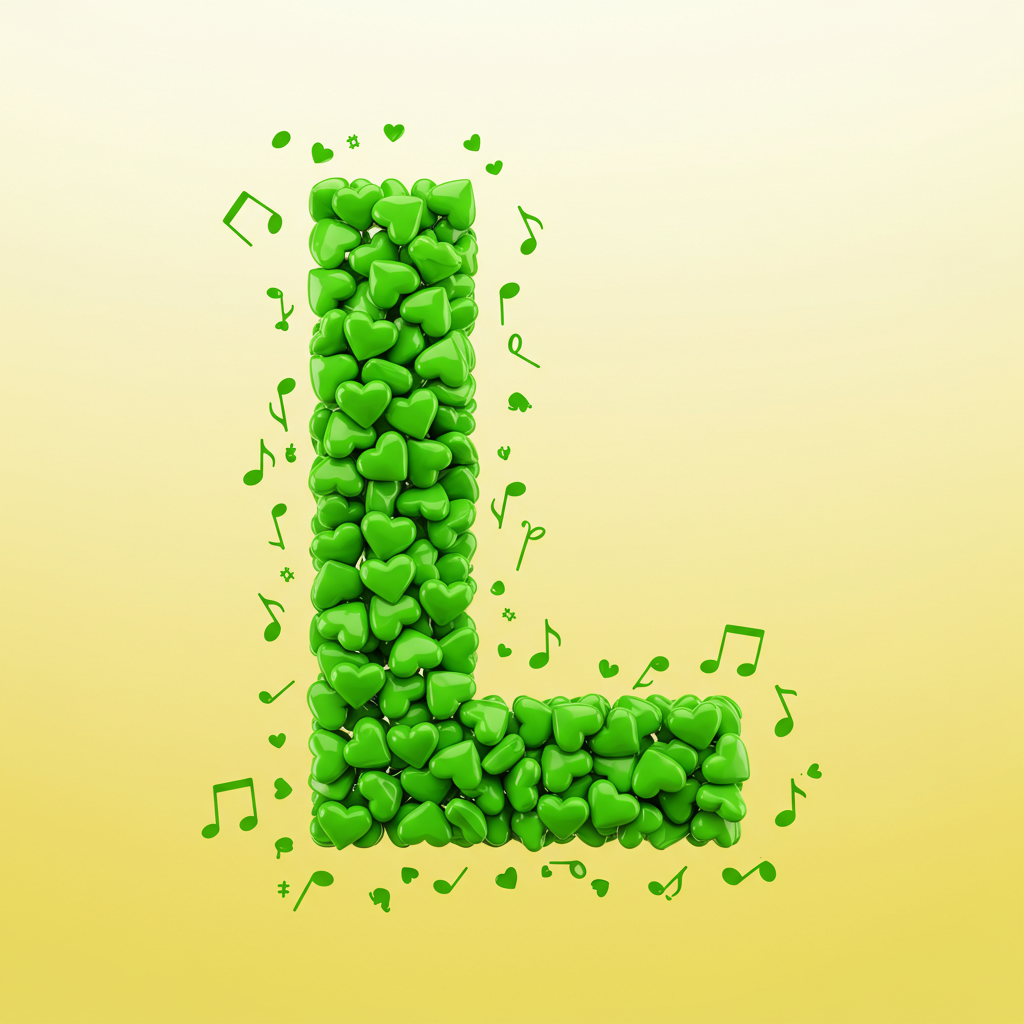 Green hearts — litera L (wariant 2)