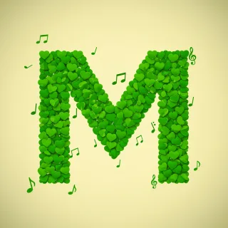 Green hearts — litera M