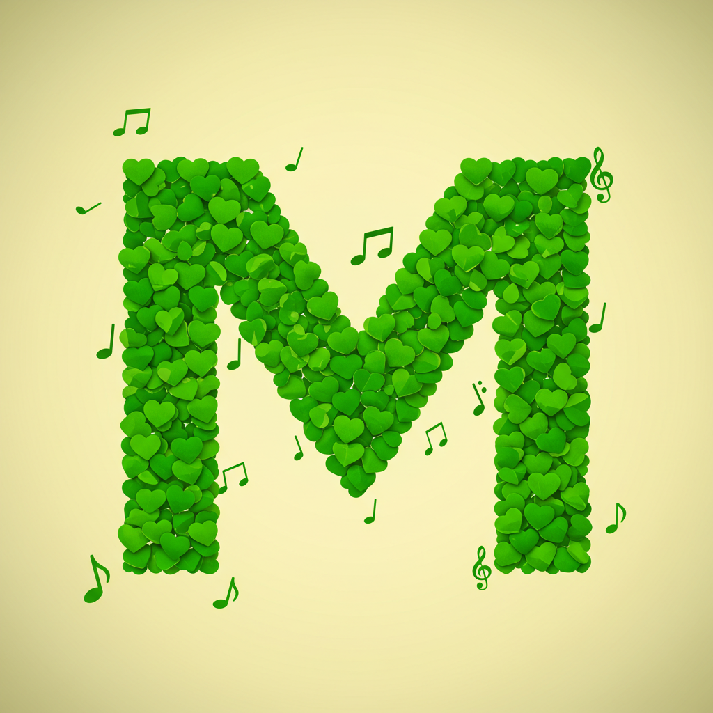 Green hearts — litera M