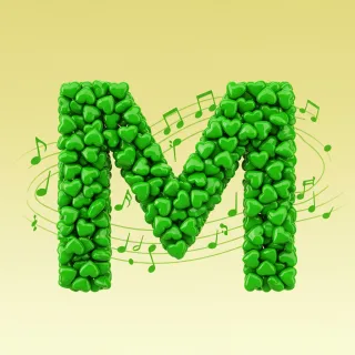 Green hearts — litera M (wariant 2)