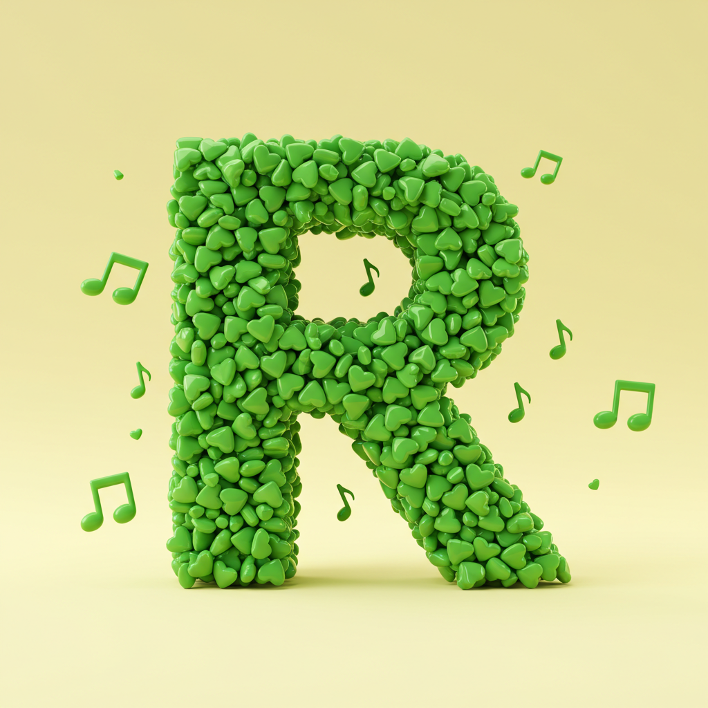 Green hearts — litera R