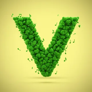 Green hearts — litera V