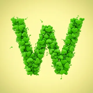 Green hearts — litera W