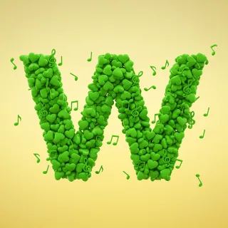Green hearts — litera W (wariant 2)