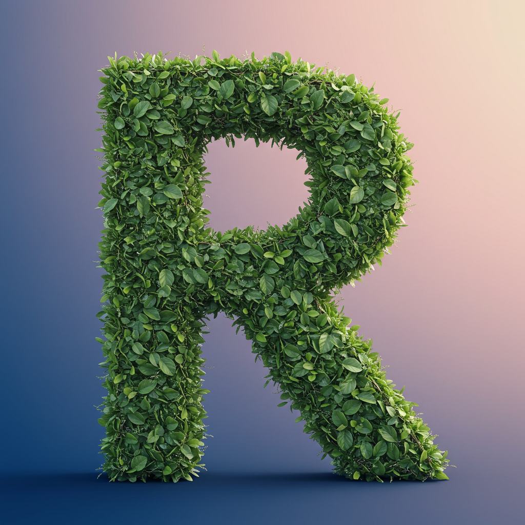 Green leaves 2 — litera R (wariant 2)