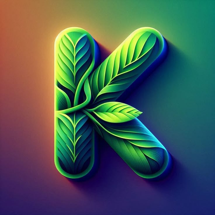 Green leaves — litera K