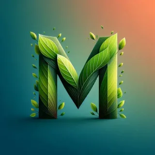 Green leaves — litera M