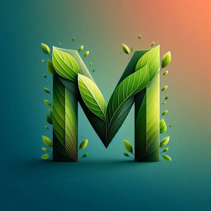 Green leaves — litera M