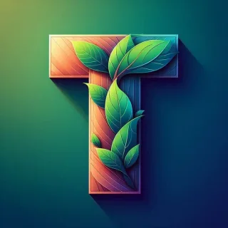 Green leaves — litera T