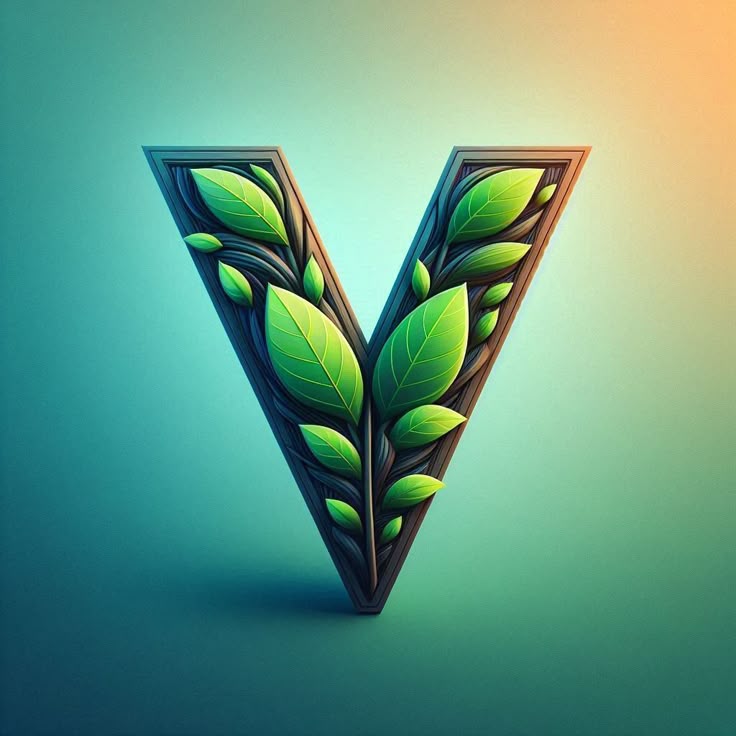 Green leaves — litera V
