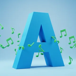 Green music notes — litera A
