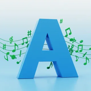 Green music notes — litera A (wariant 2)