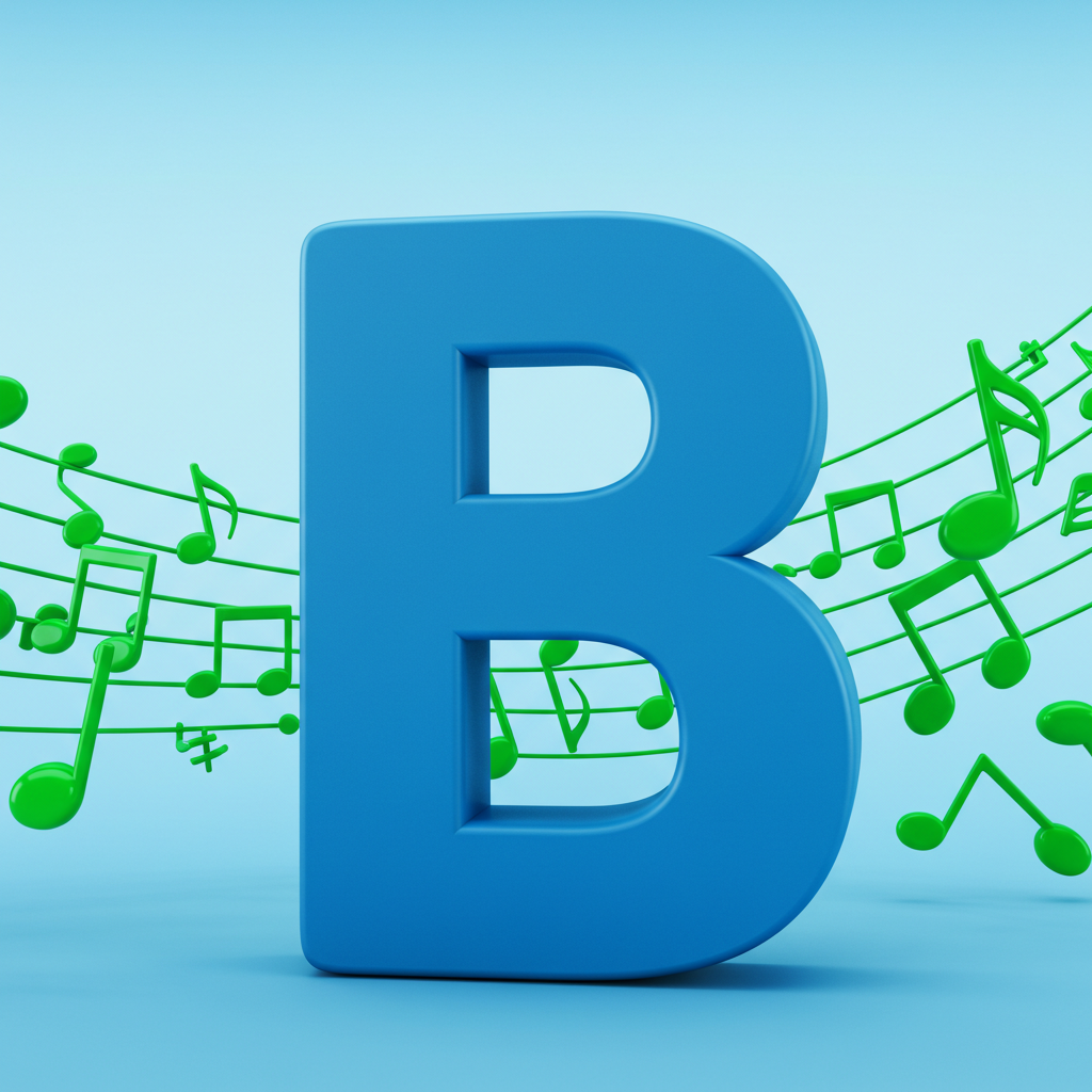 Green music notes — litera B