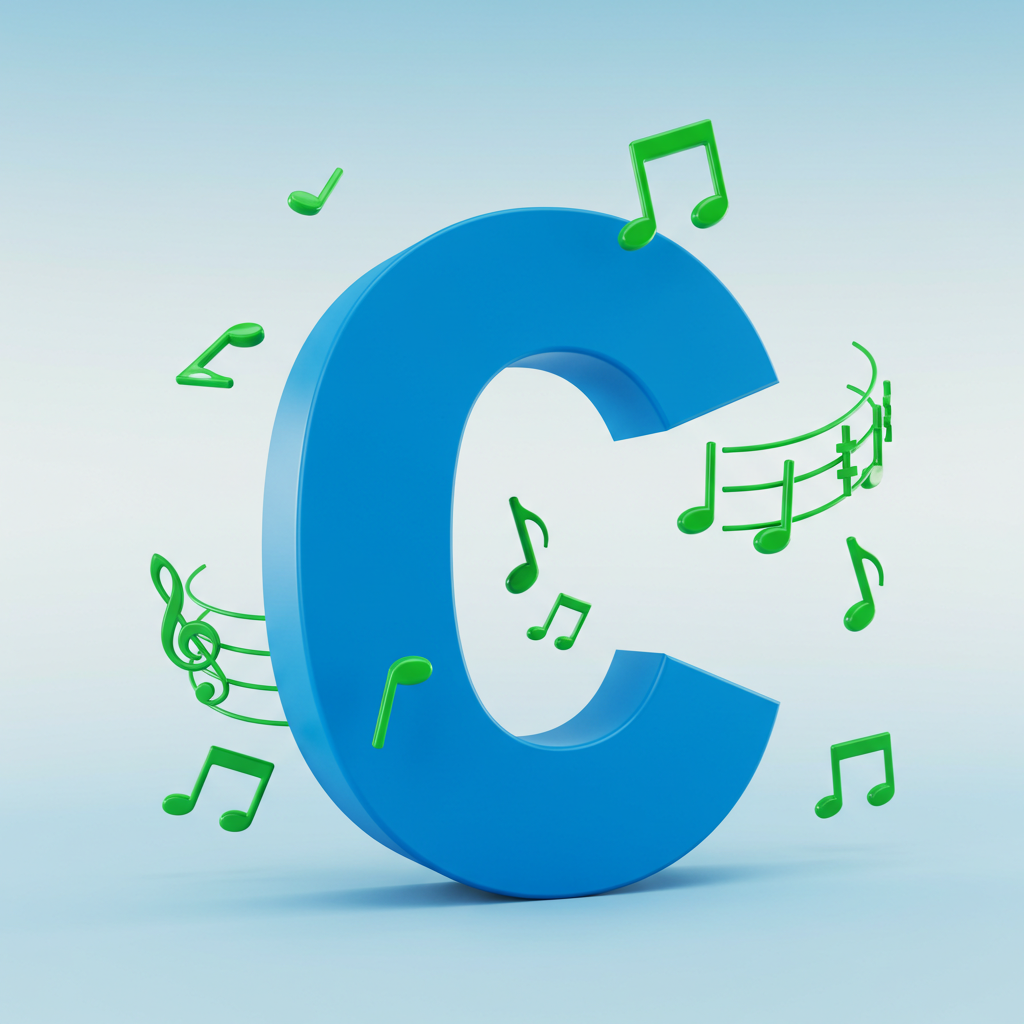 Green music notes — litera C