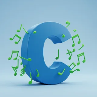 Green music notes — litera C (wariant 2)