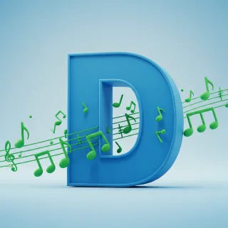 Green music notes — litera D