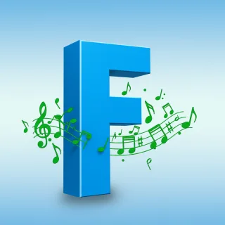 Green music notes — litera F