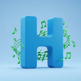Green music notes — litera H