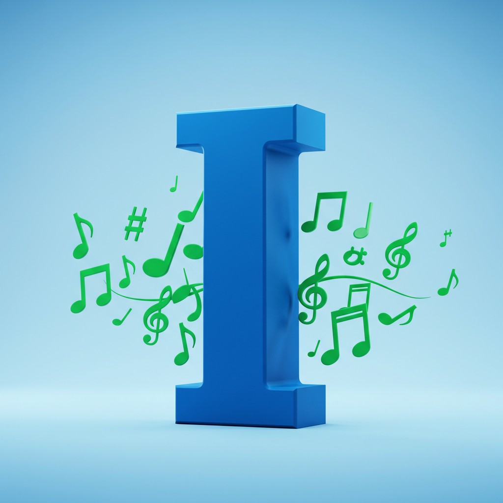 Green music notes — litera I