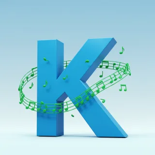 Green music notes — litera K