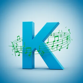 Green music notes — litera K (wariant 2)