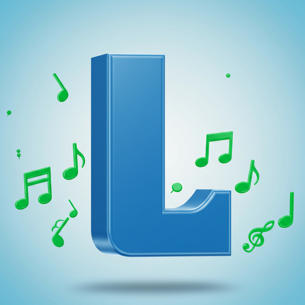 Green music notes — litera L