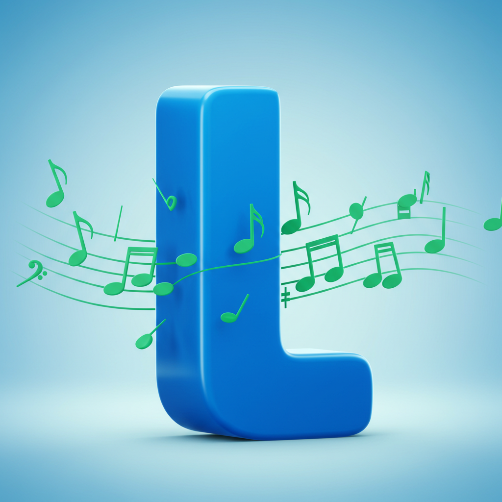 Green music notes — litera L (wariant 2)