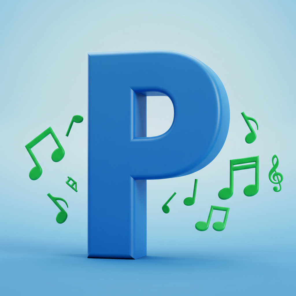 Green music notes — litera P