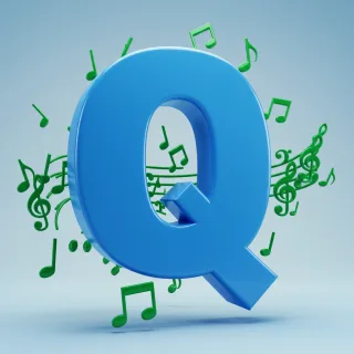 Green music notes — litera Q