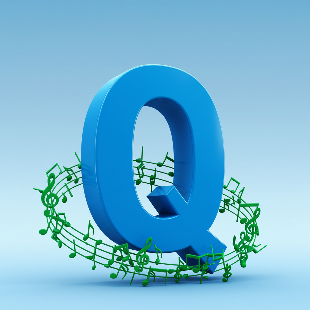 Green music notes — litera Q (wariant 2)