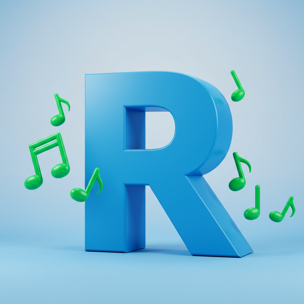 Green music notes — litera R