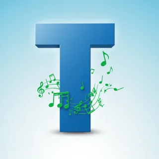 Green music notes — litera T