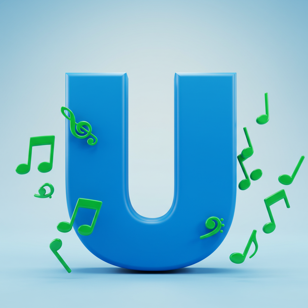 Green music notes — litera U