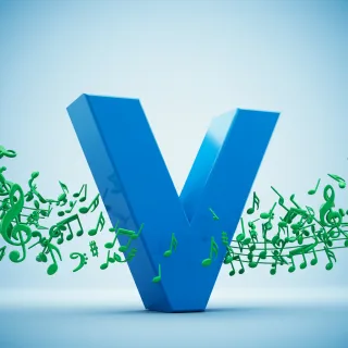 Green music notes — litera V (wariant 2)