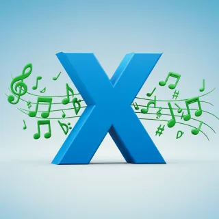 Green music notes — litera X
