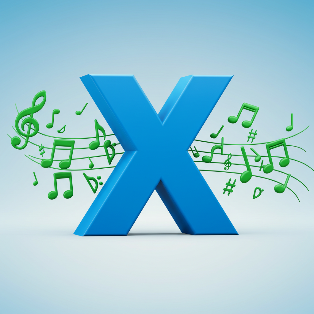 Green music notes — litera X